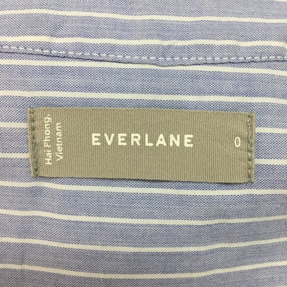 Everlane Women's V Neck 3/4 Sleeve Button Down Striped Blouse Top Shirt 0 Blue - Picture 10 of 12